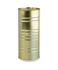 Gold cylindrical canister with ribbed texture and metallic finish for Black Truffle Brisure in Olive Oil