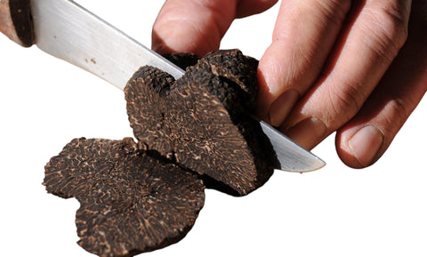 showing image of fresh black truffle tuber melanosporum slices